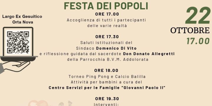 Orta Nova celebra la “Festa dei Popoli” tra giochi, riflessioni, incontri